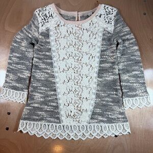 Anthropologie Champagne & Strawberry Emerson lace pullover sweater Women US XS